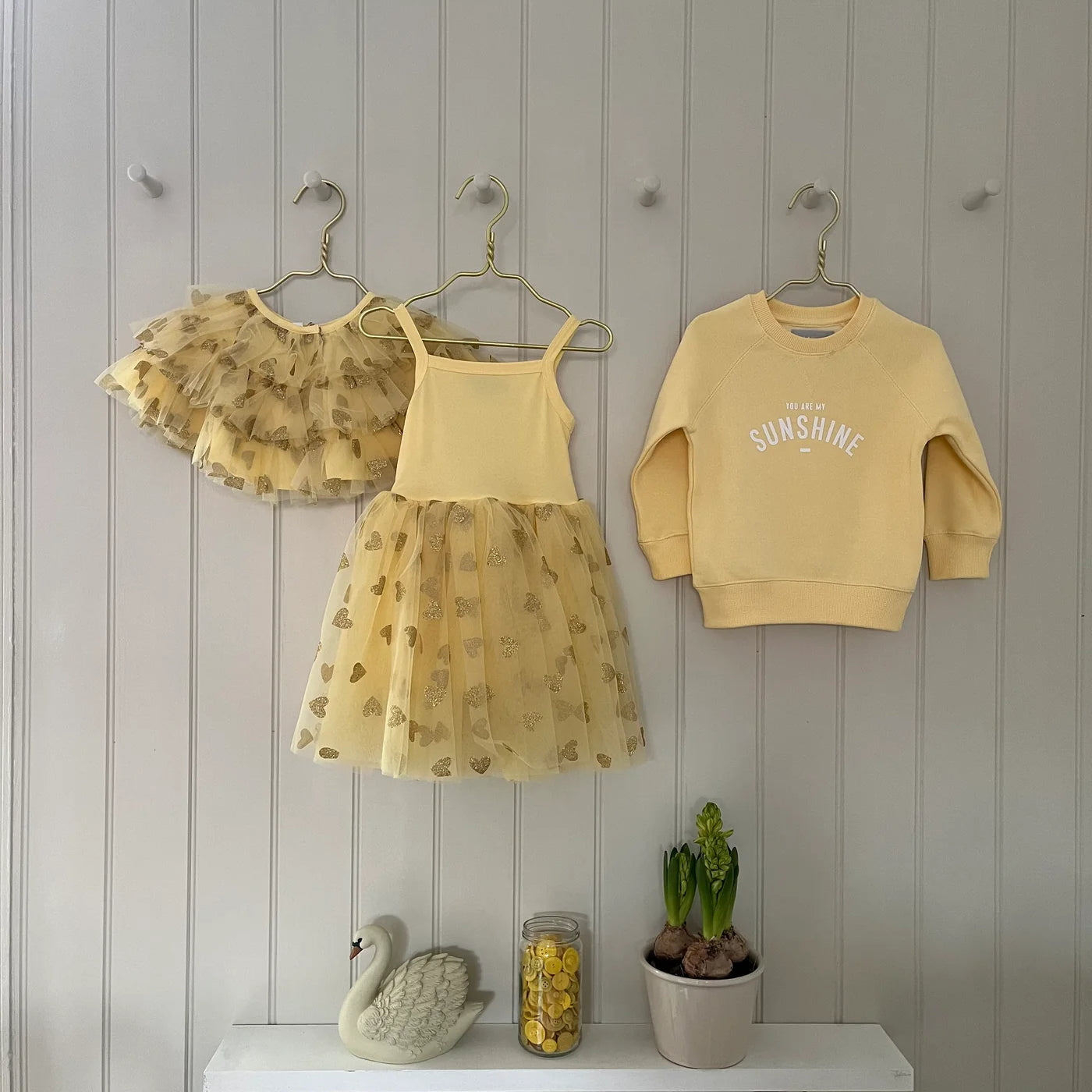 Lemon Tutu Dress – Gold Glitter Hearts