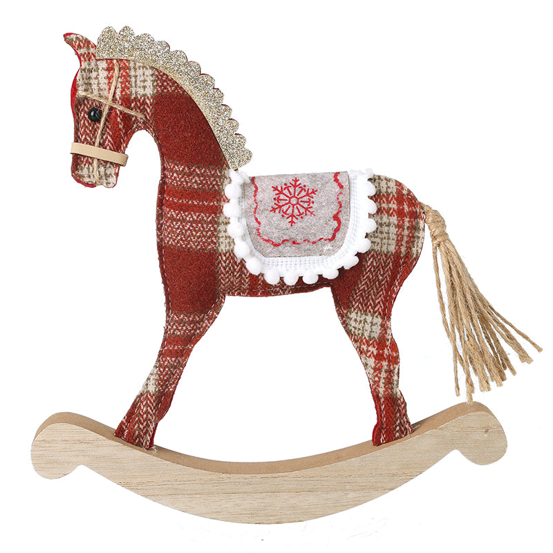 Heaven Sends Red Tartan Wooden Rocking Horse