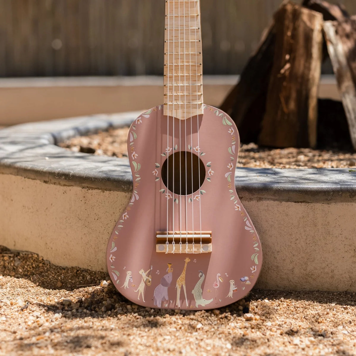 Little Dutch Wooden Guitar – Safari Friends - Pink