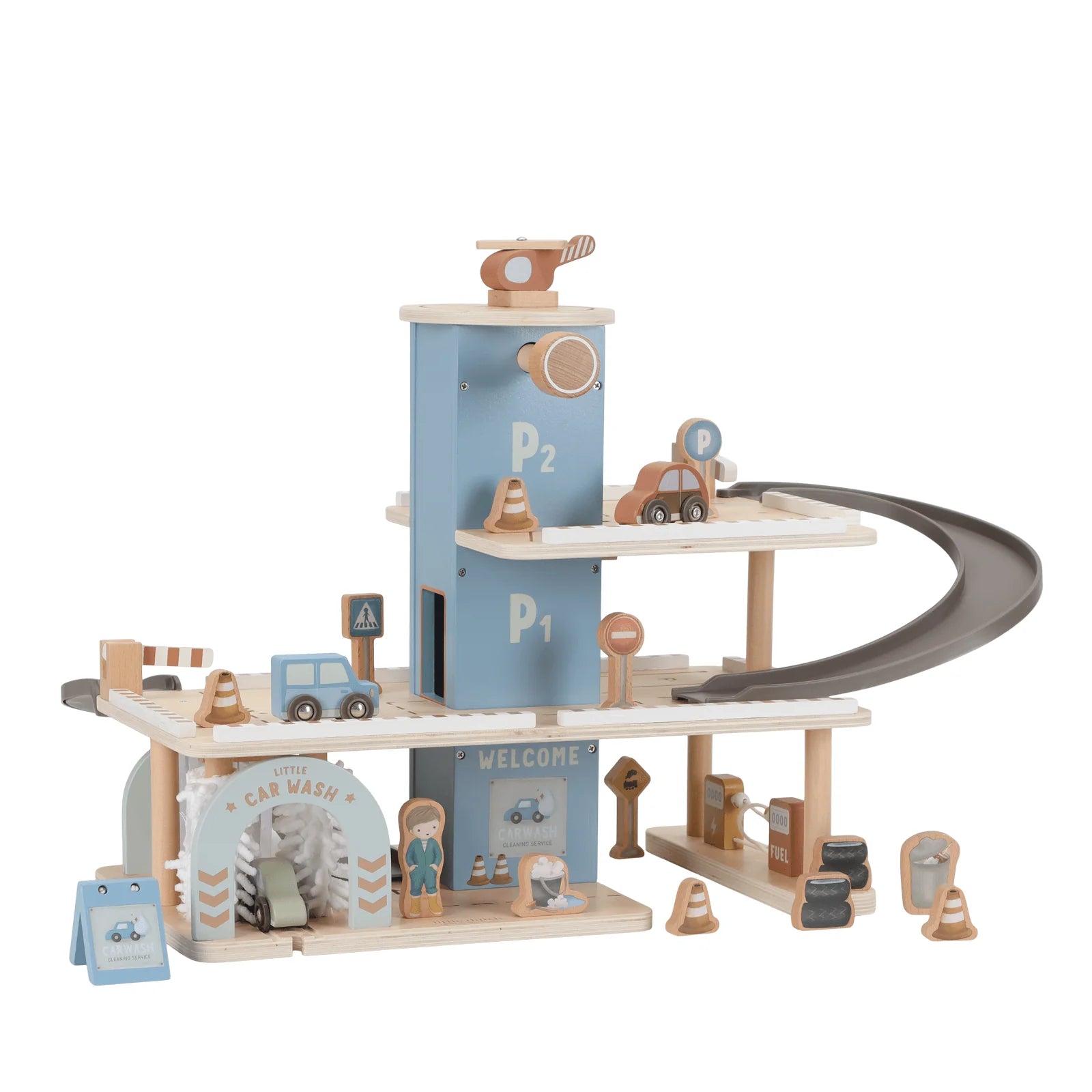Little Dutch Wooden Parking Garage - 18 Pieces