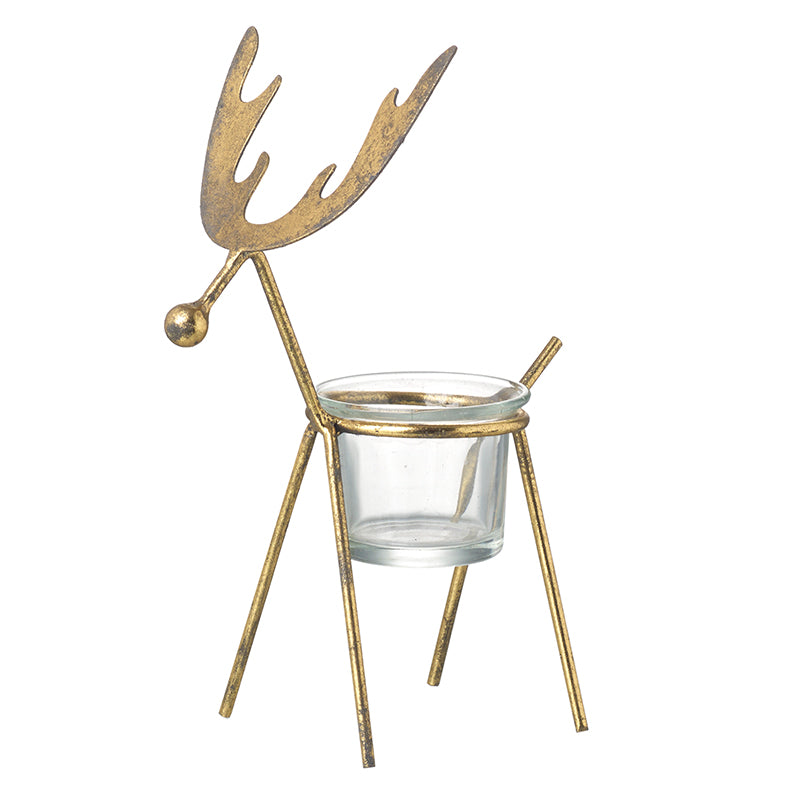 Heaven Sends Gold Metal Reindeer T Light