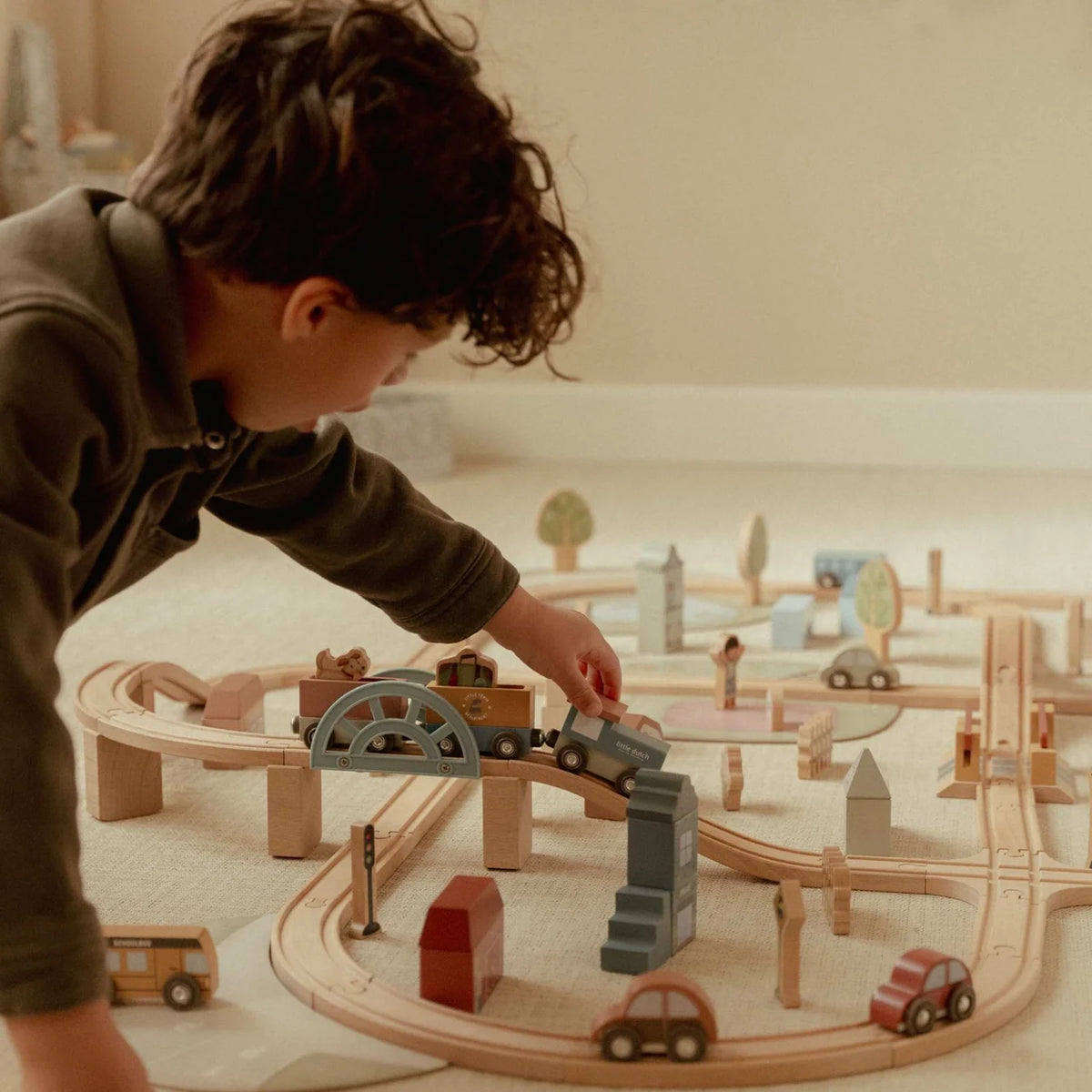 Little Dutch Wooden Train Set XL – 113 Pieces