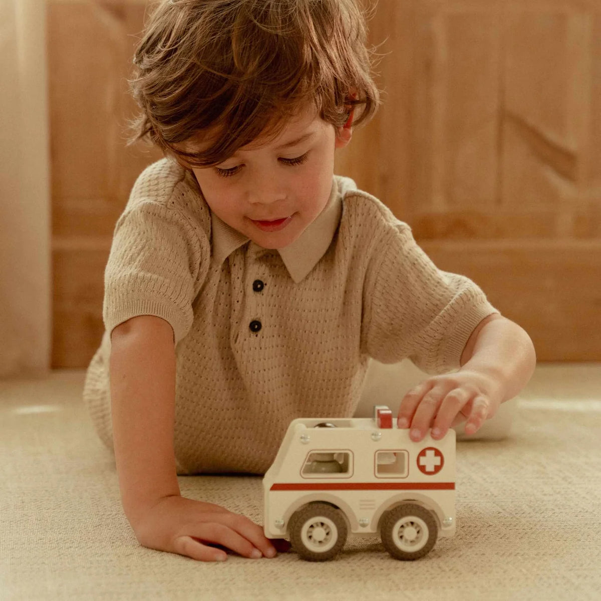 Little Dutch Wooden Ambulance with Peg Doll