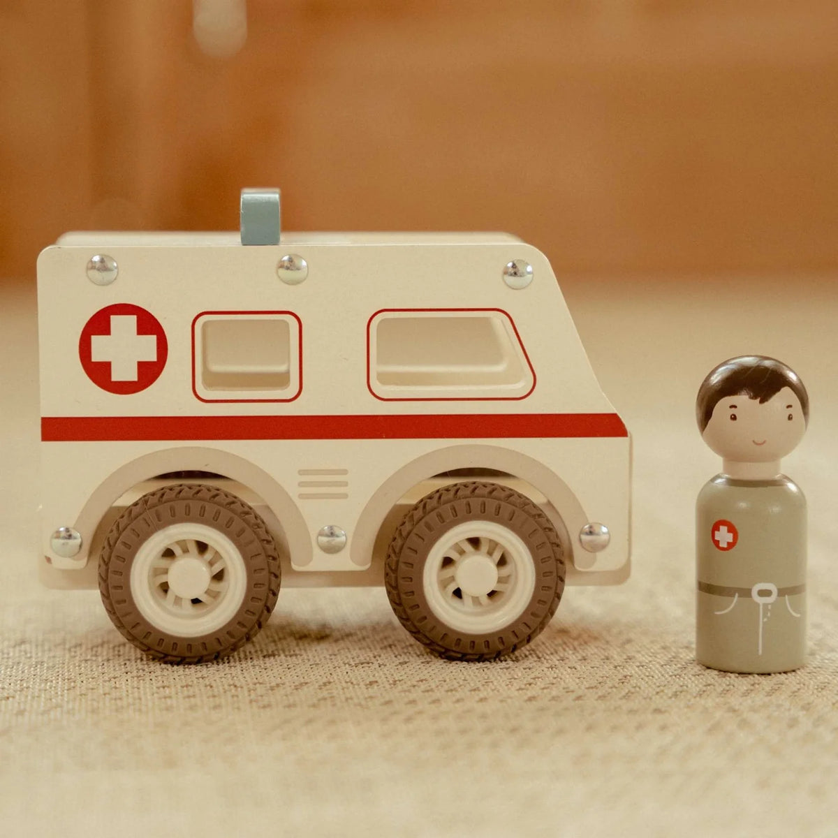 Little Dutch Wooden Ambulance with Peg Doll