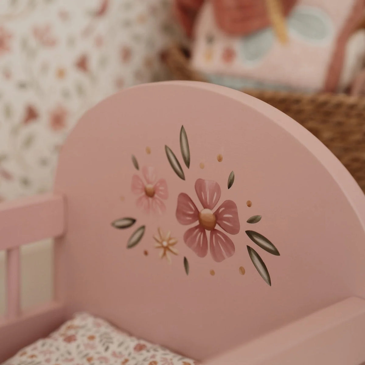 Wooden Doll Bed Fsc With Textiles