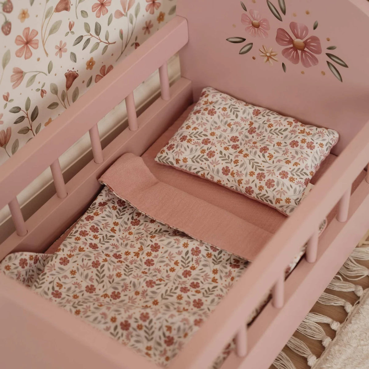 Wooden Doll Bed Fsc With Textiles