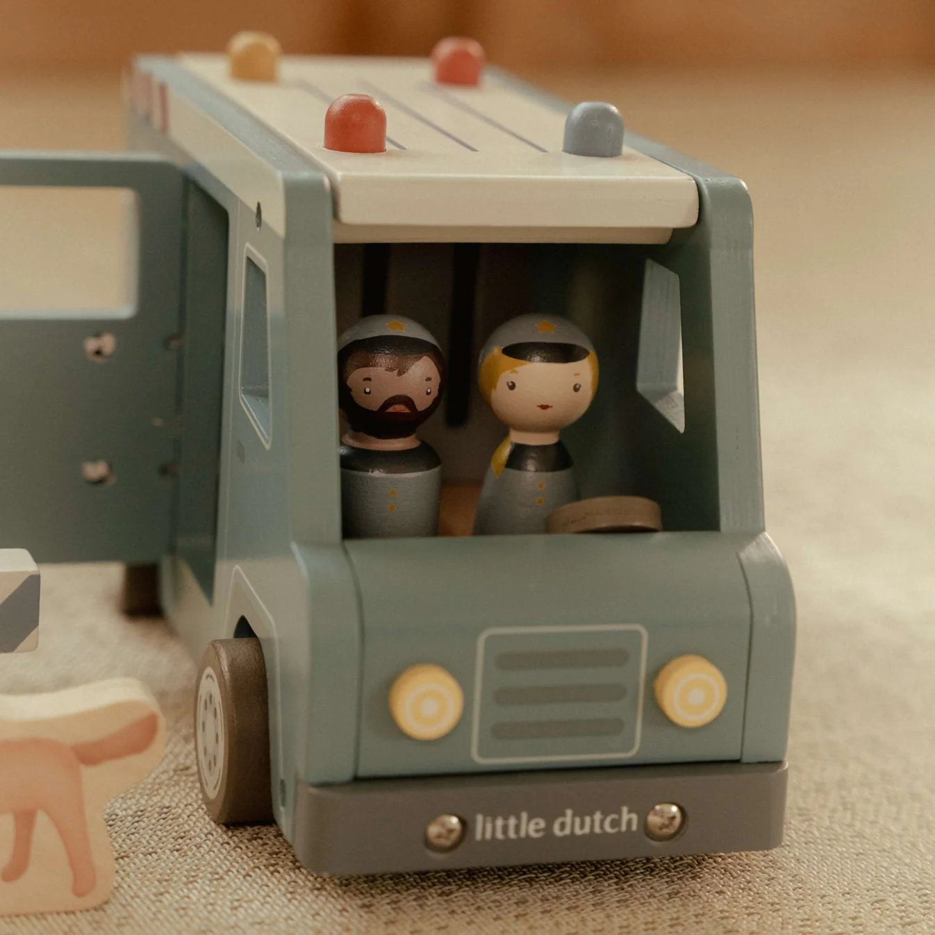 Little Dutch Wooden Police Van Playset