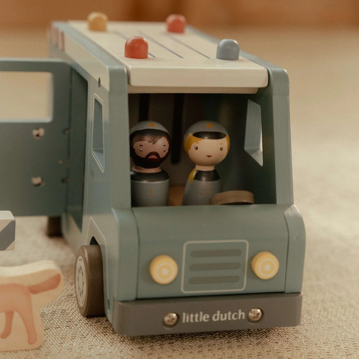Little Dutch Wooden Police Van Playset