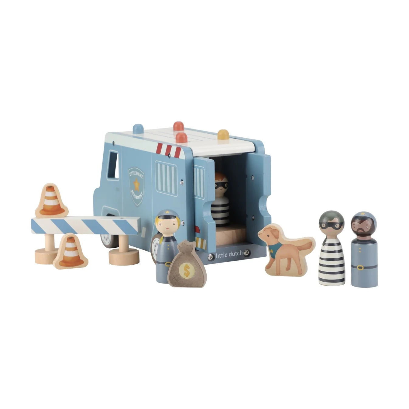 Little Dutch Wooden Police Van Playset