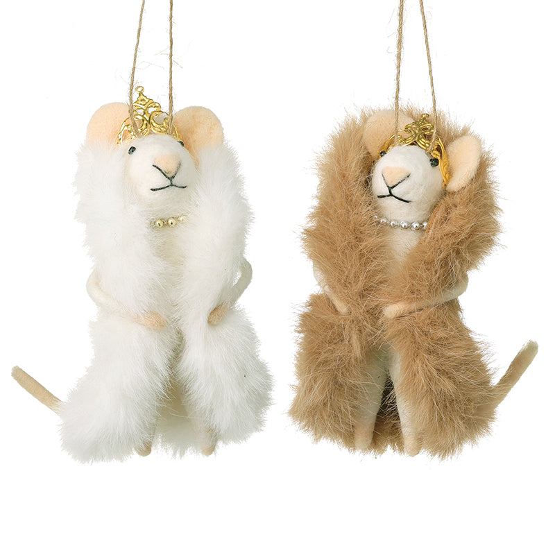 Heaven Sends White Felt Mice In Fur Coats