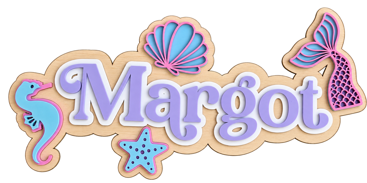 Personalised Wooden & Acrylic Name Sign – Mermaid