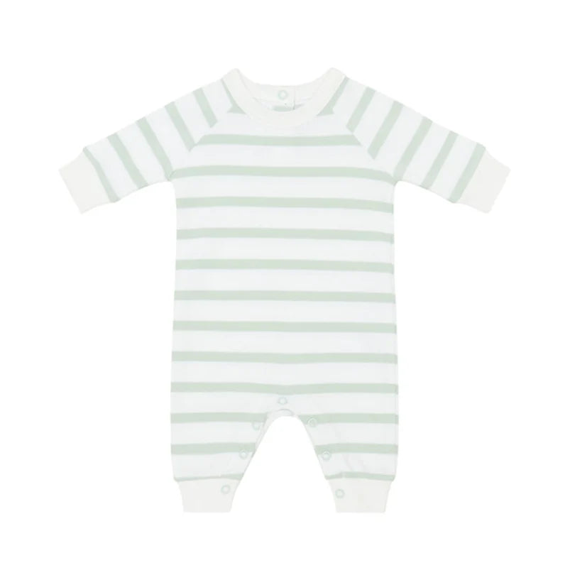 Powder Blue & White Breton Striped All-In-One