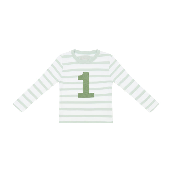 Bob & Blossom Powder Blue & White Breton Striped Number 1 T Shirt