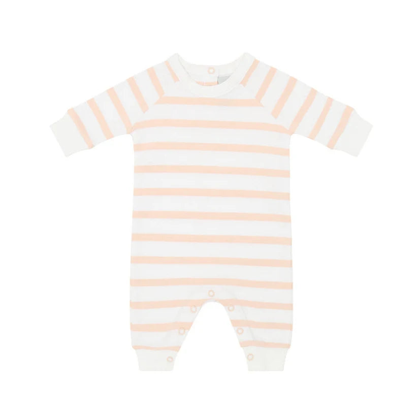 Powder Pink & White Breton Striped All-In-One