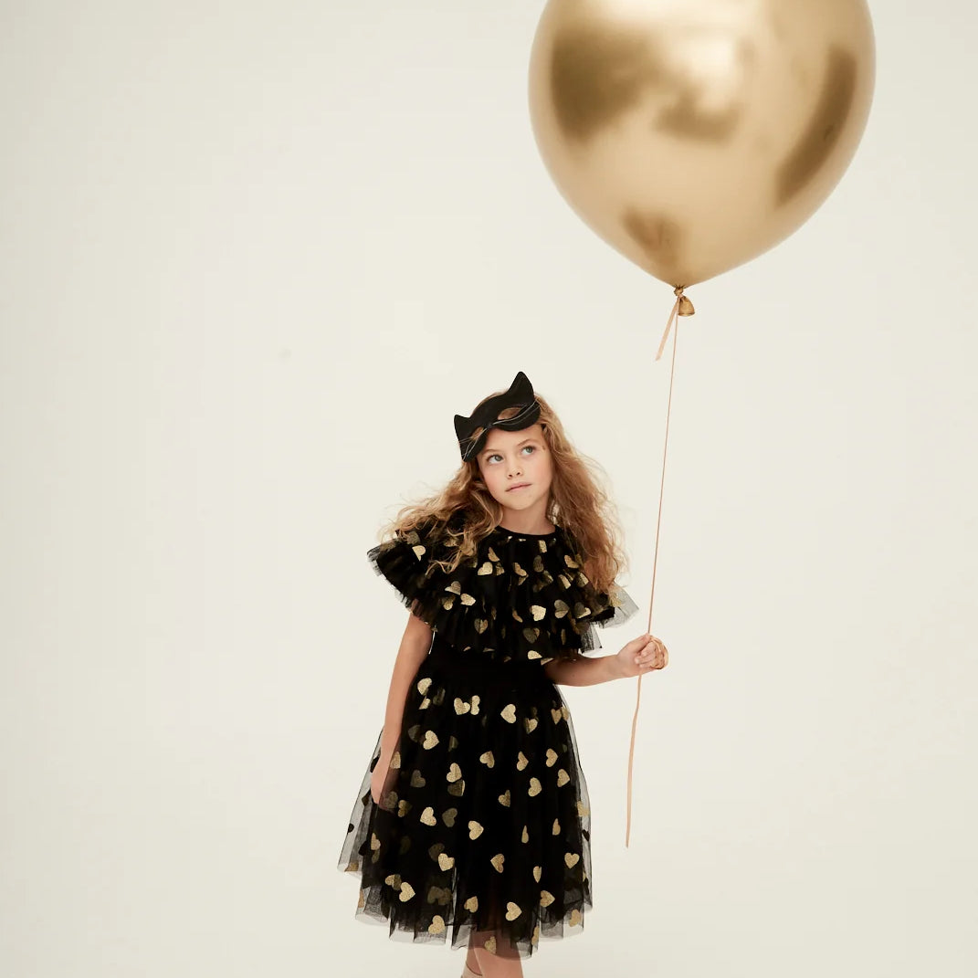 Black Tutu Dress – Gold Glitter Hearts