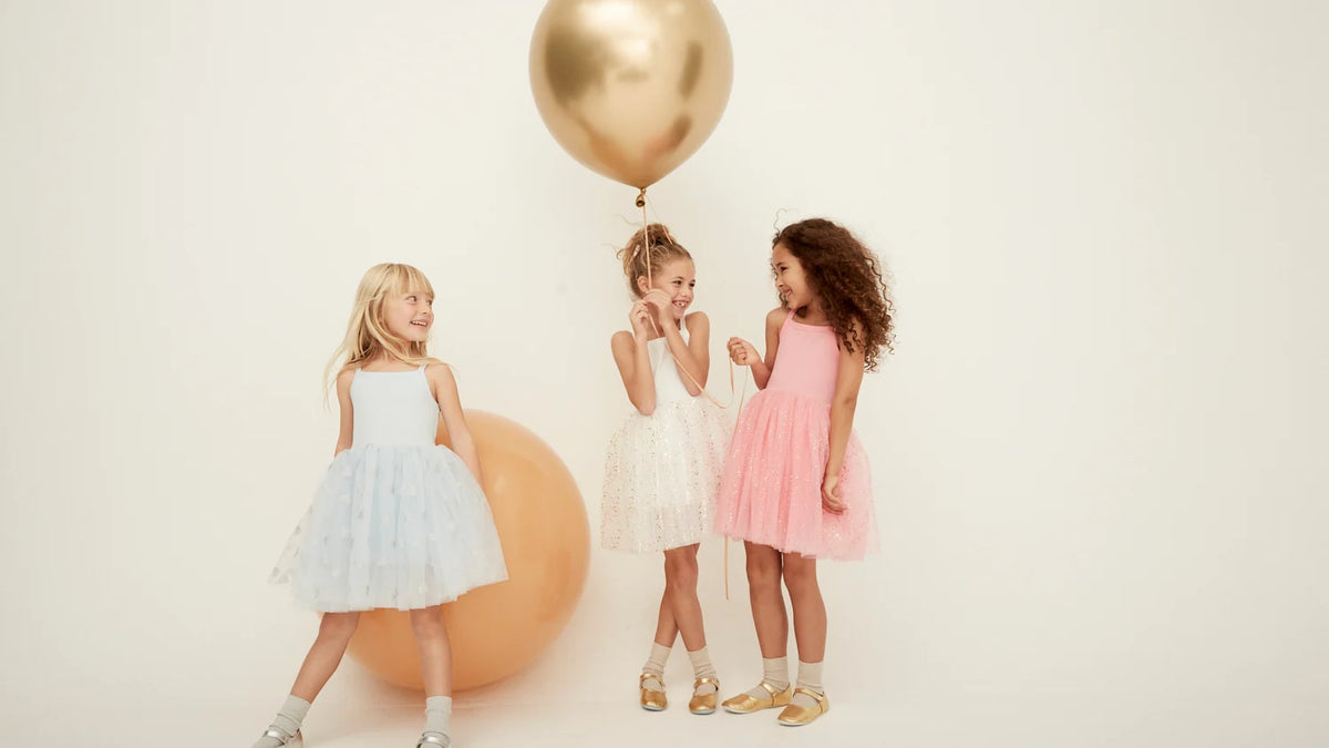 White Tutu Dress – Gold sparkle