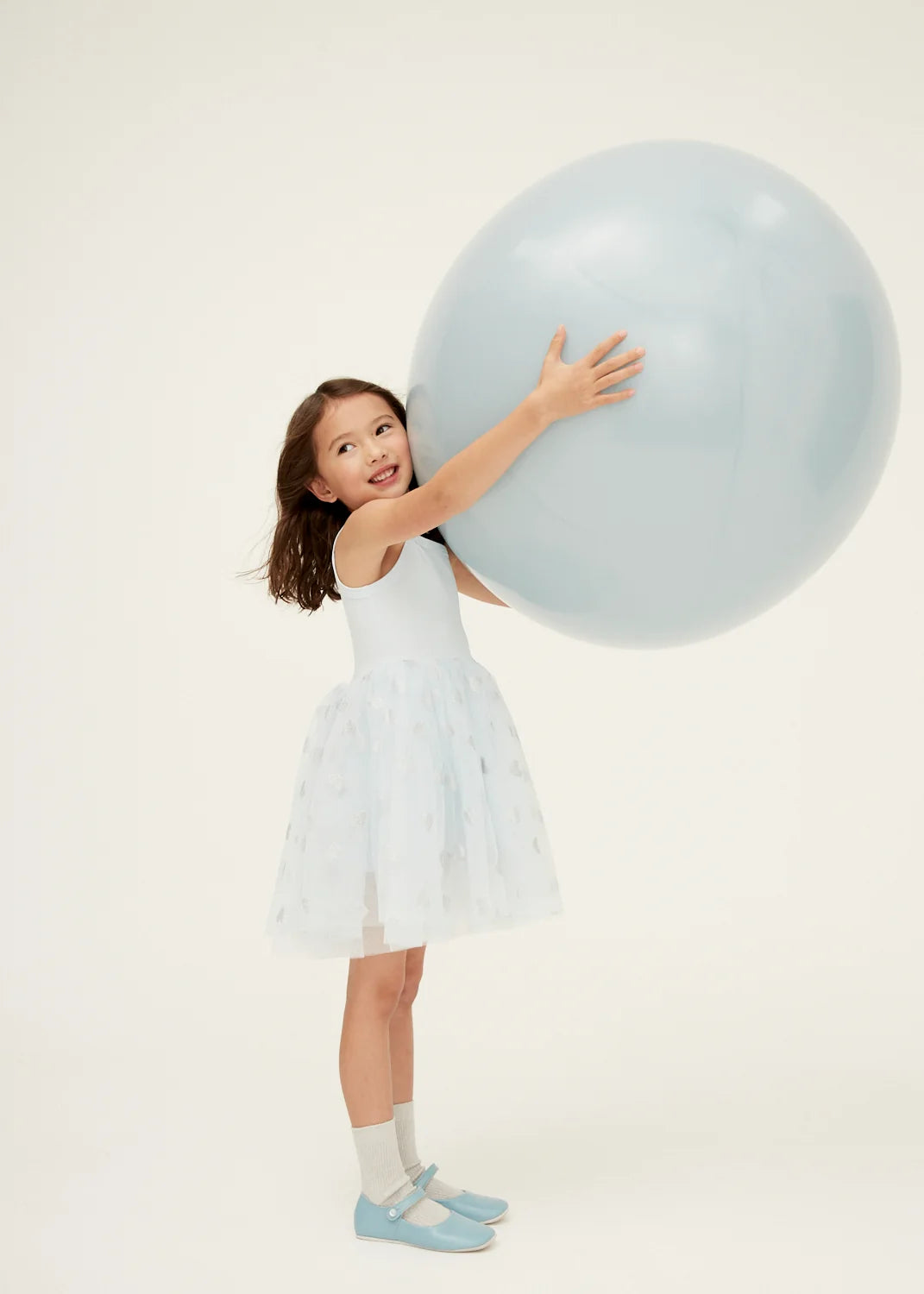 Sky Blue Tutu Dress – Silver Glitter Hearts