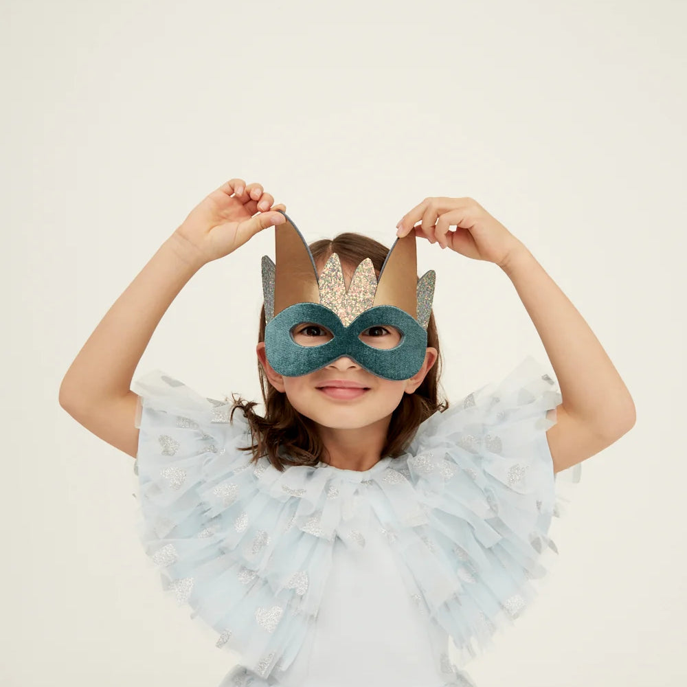 Sky Blue & Silver Glitter Heart Cape