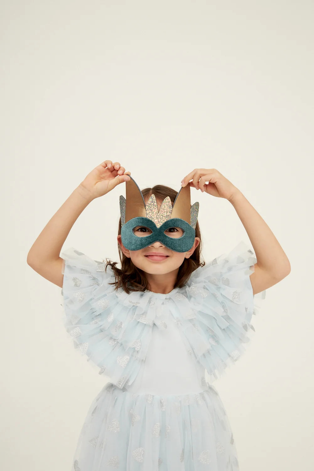 Sky Blue & Silver Glitter Heart Cape