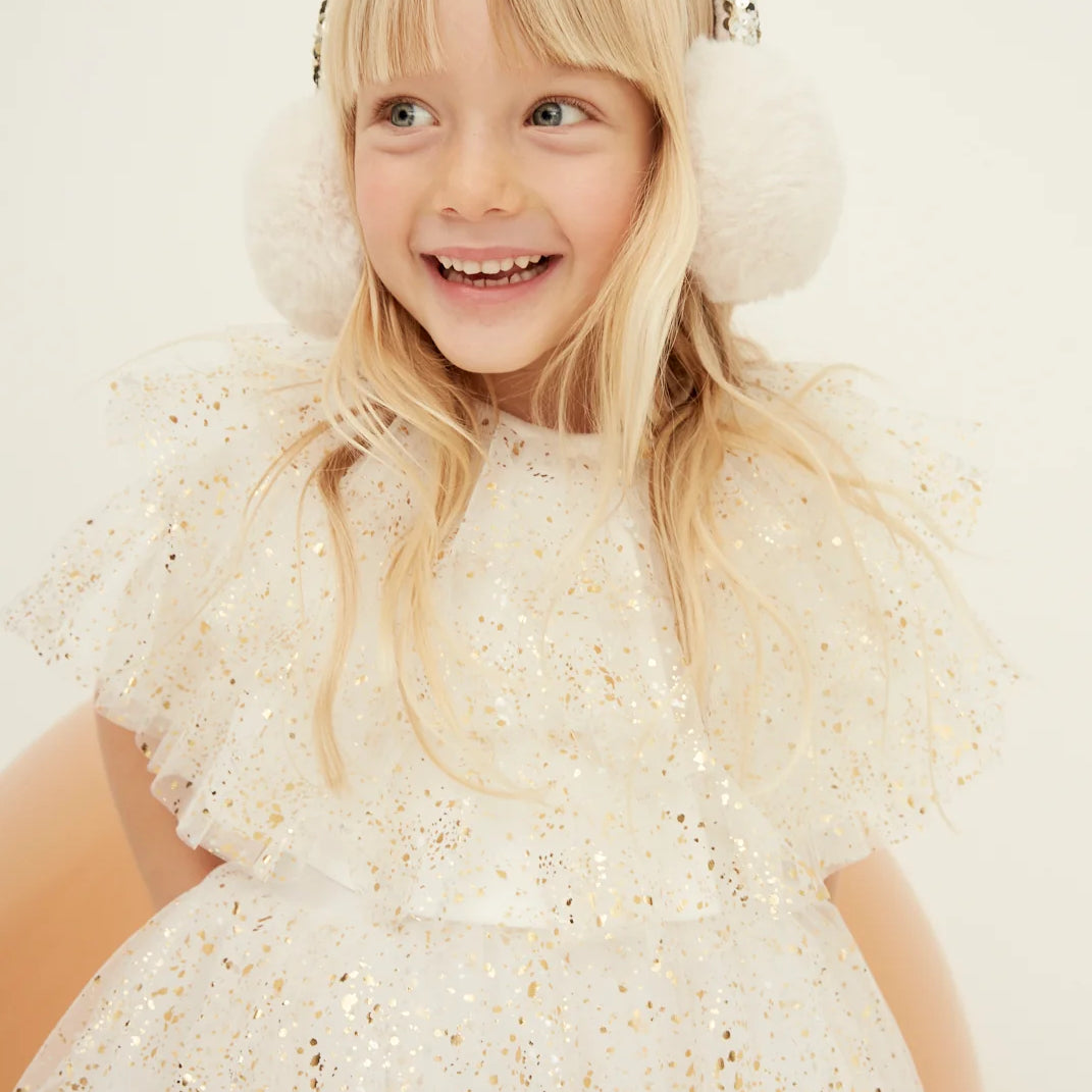 White with Gold Sparkle Cape