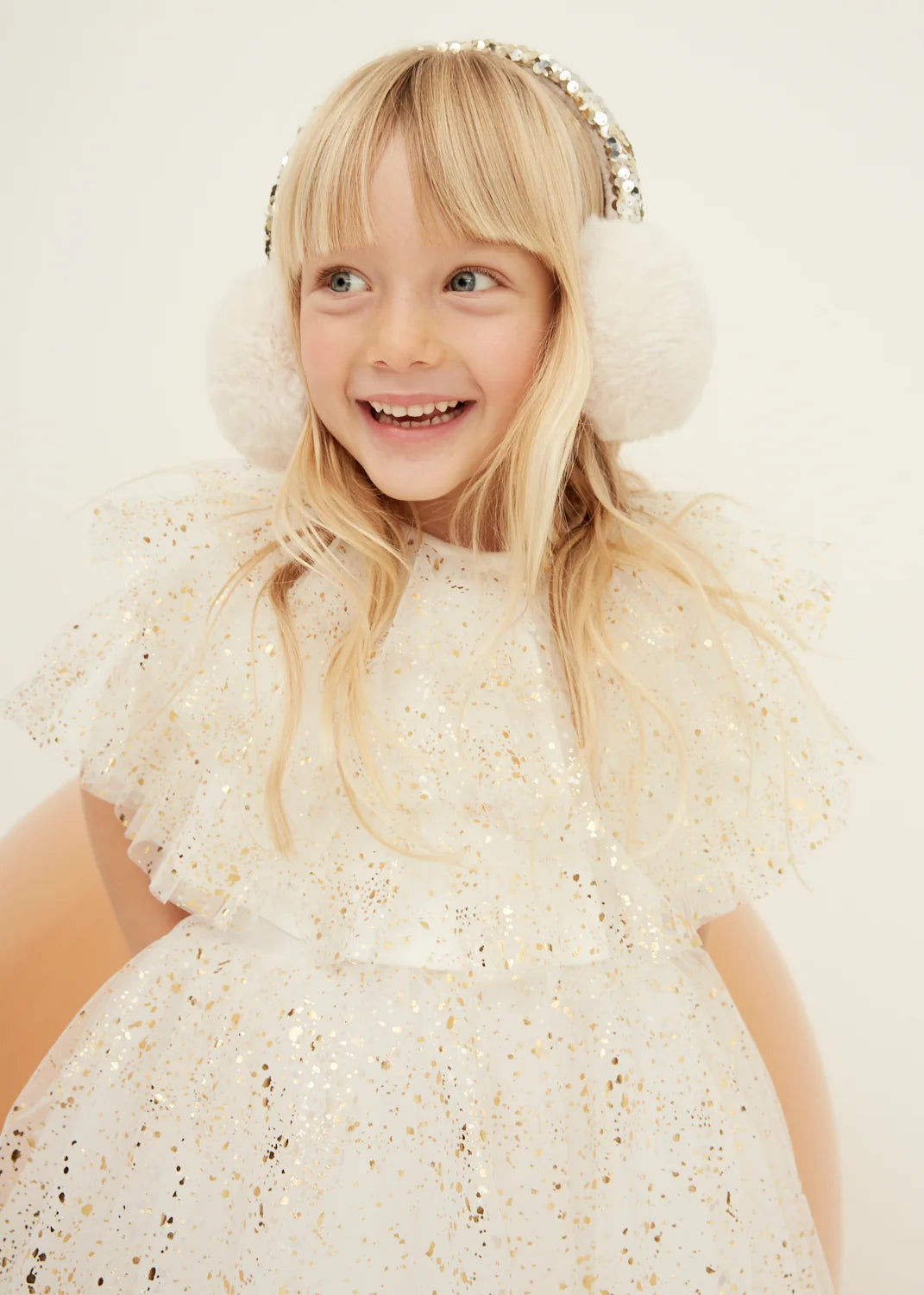 White with Gold Sparkle Cape