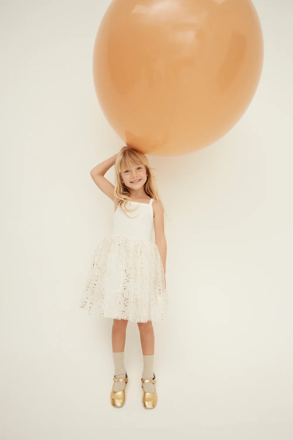 White Tutu Dress – Gold sparkle