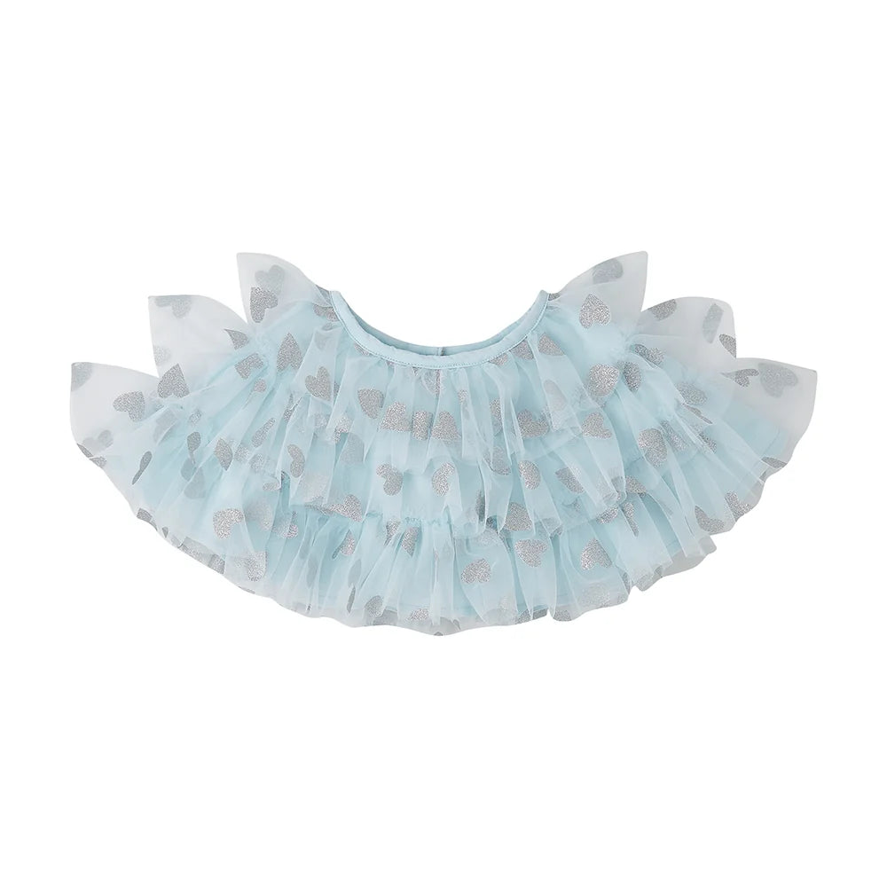 Sky Blue & Silver Glitter Heart Cape