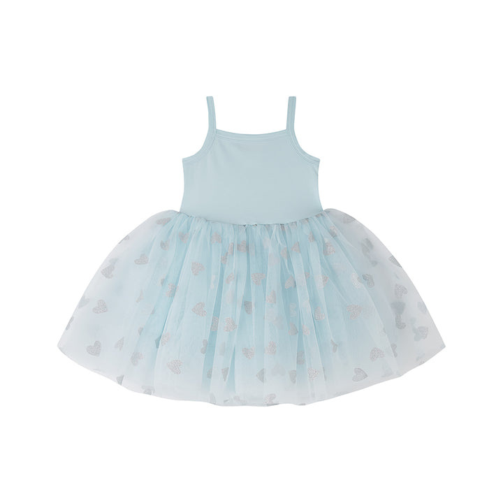 Bob & Blossom Sky Blue & Silver Glitter Heart Dress