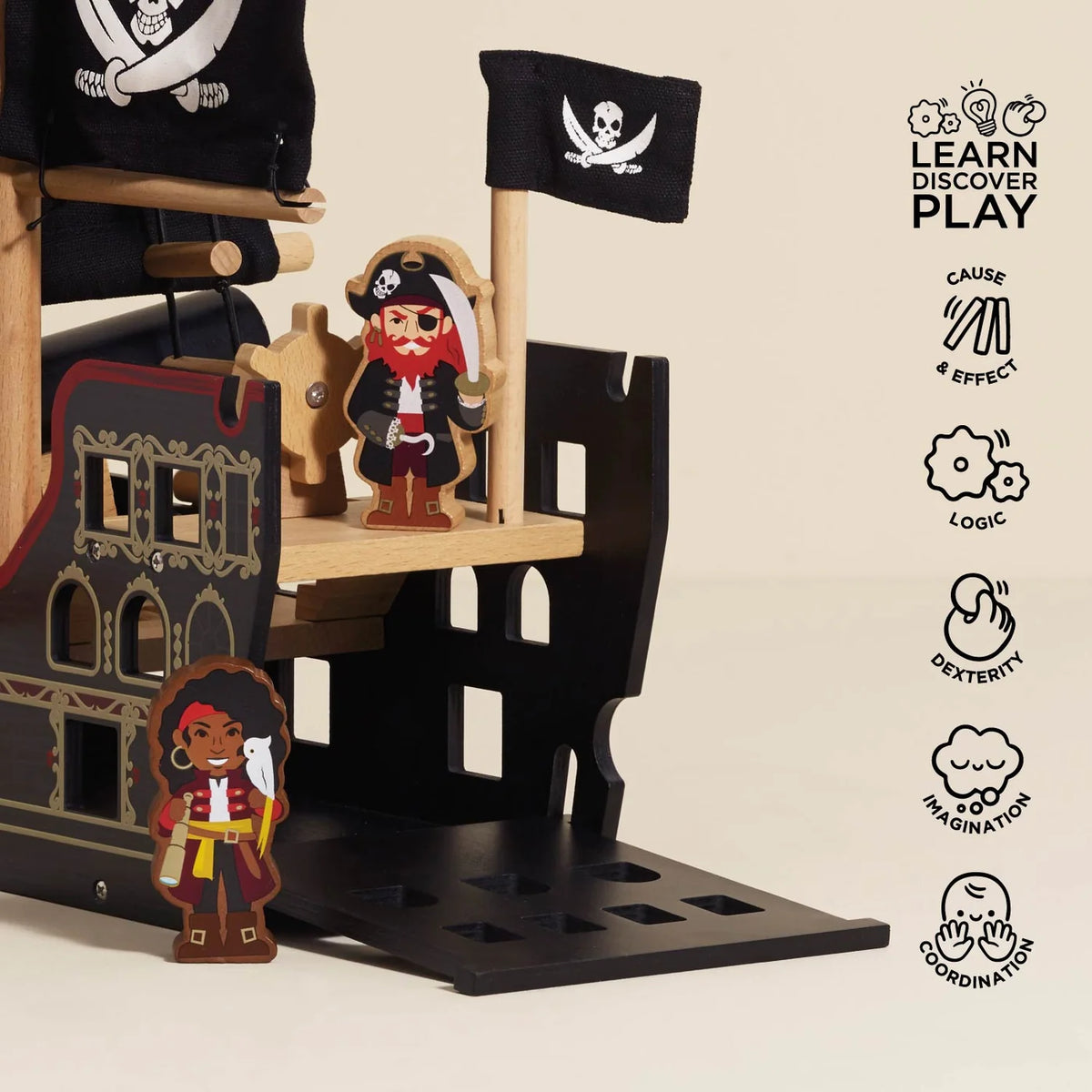Le Toy Van Barbarossa Pirate Ship & 2 Characters