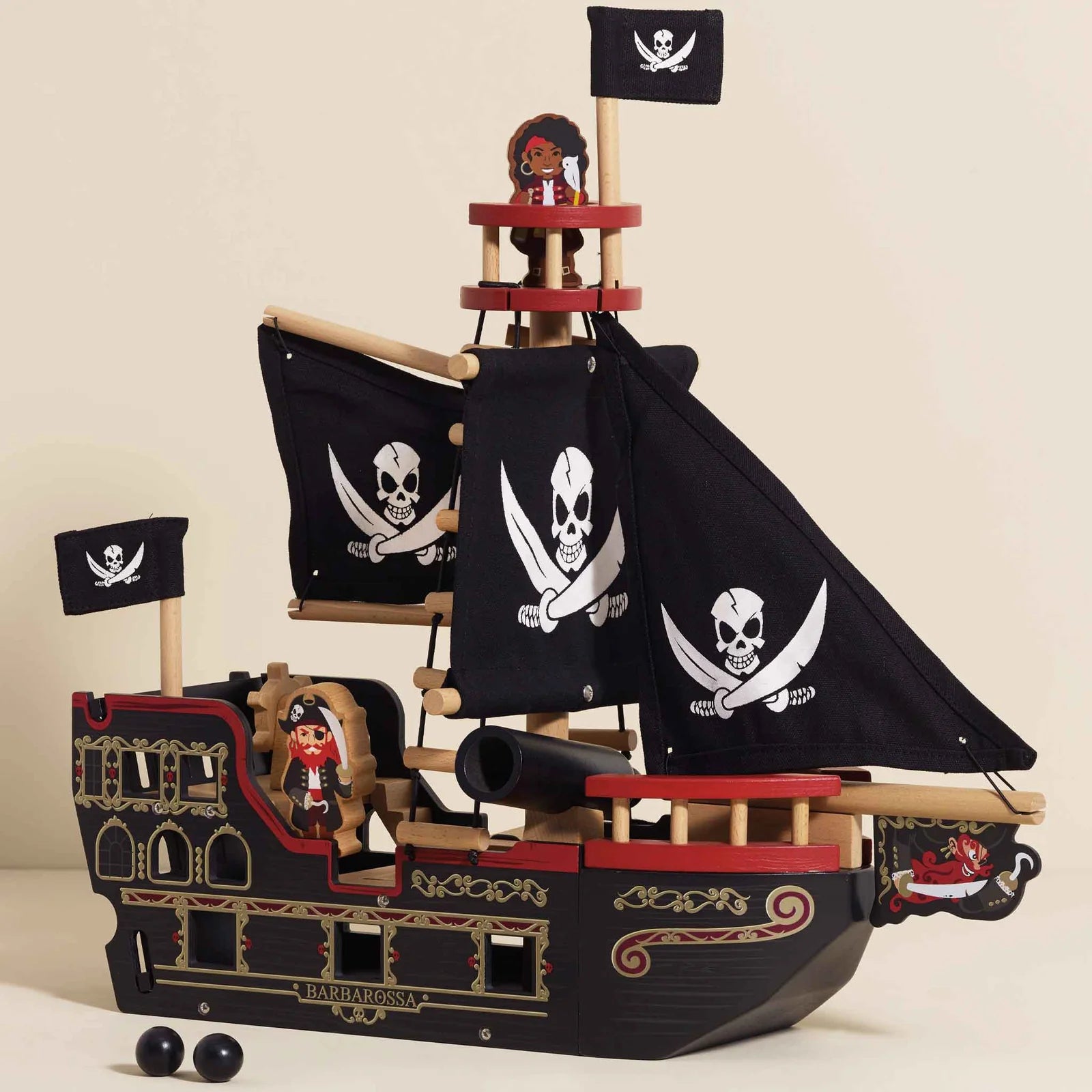 Le Toy Van Barbarossa Pirate Ship & 2 Characters