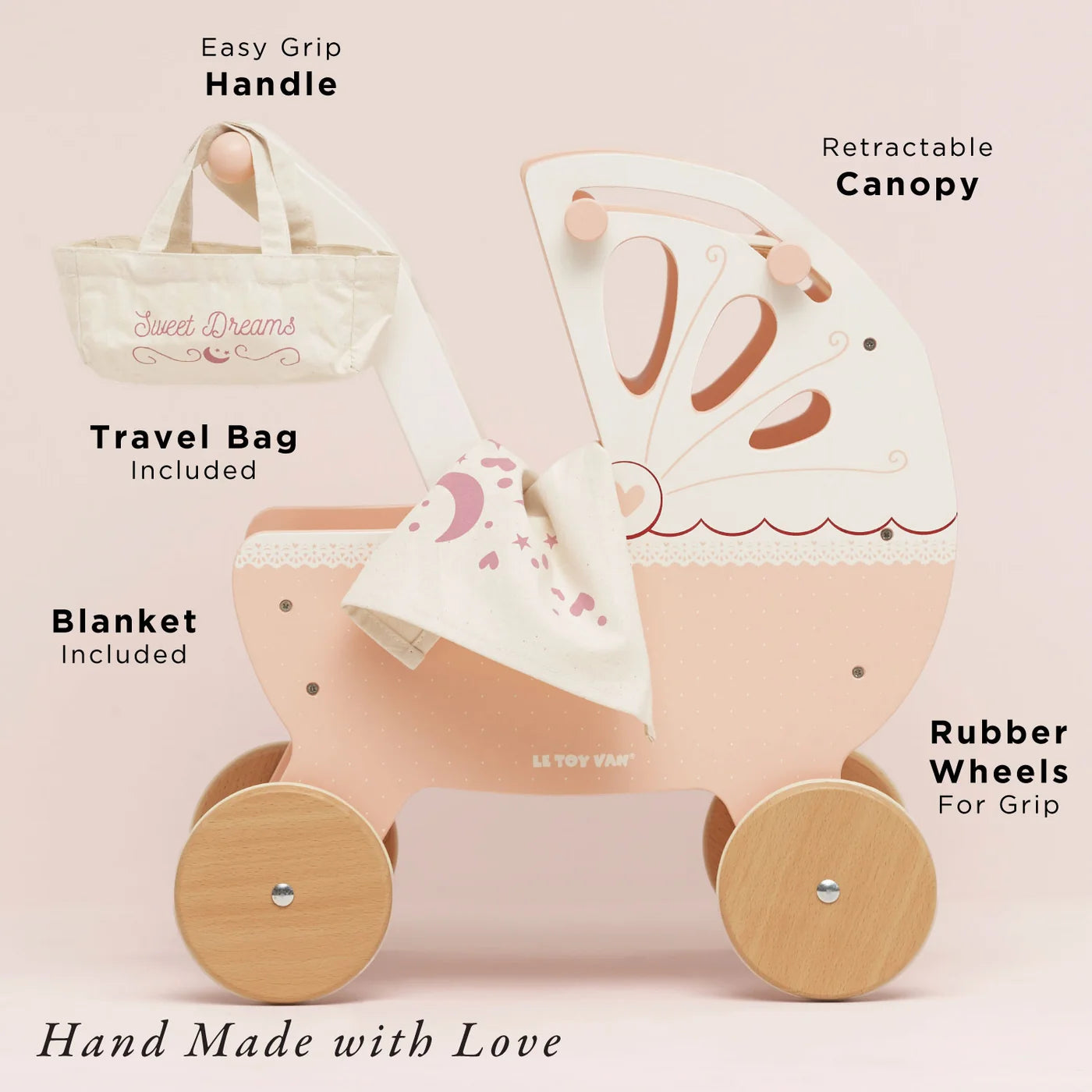 Le Toy Van Retro Wooden Doll Pram