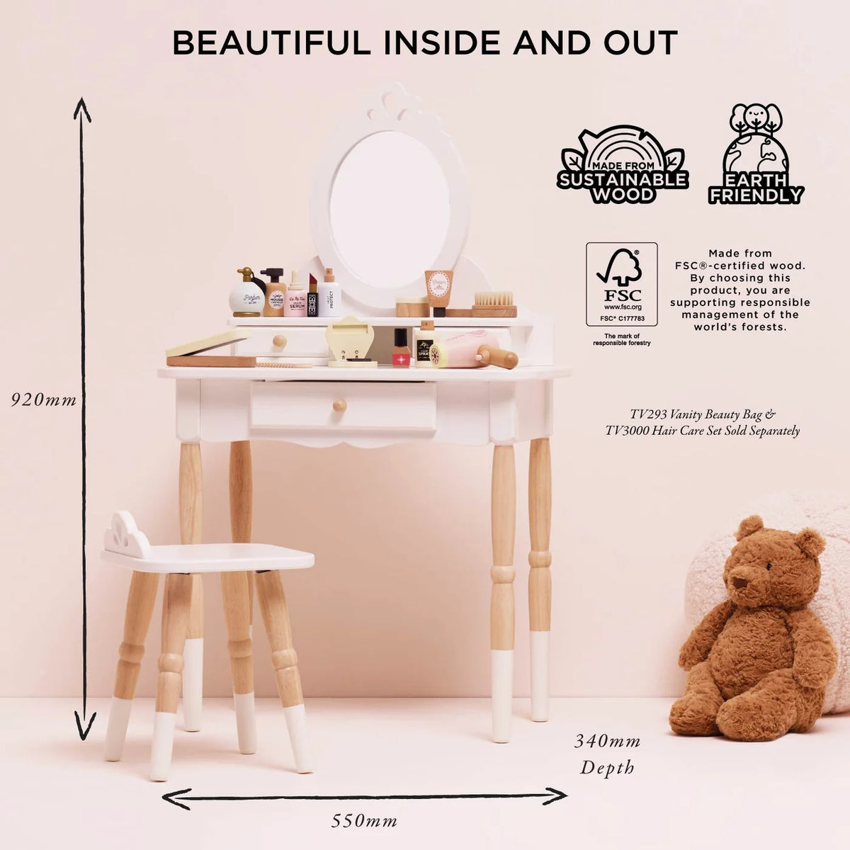 Le Toy Van Dressing-Up Vanity Table & Beauty Stool