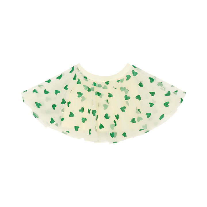 Bob & Blossom Vanilla Tutu with Green Glitter Hearts