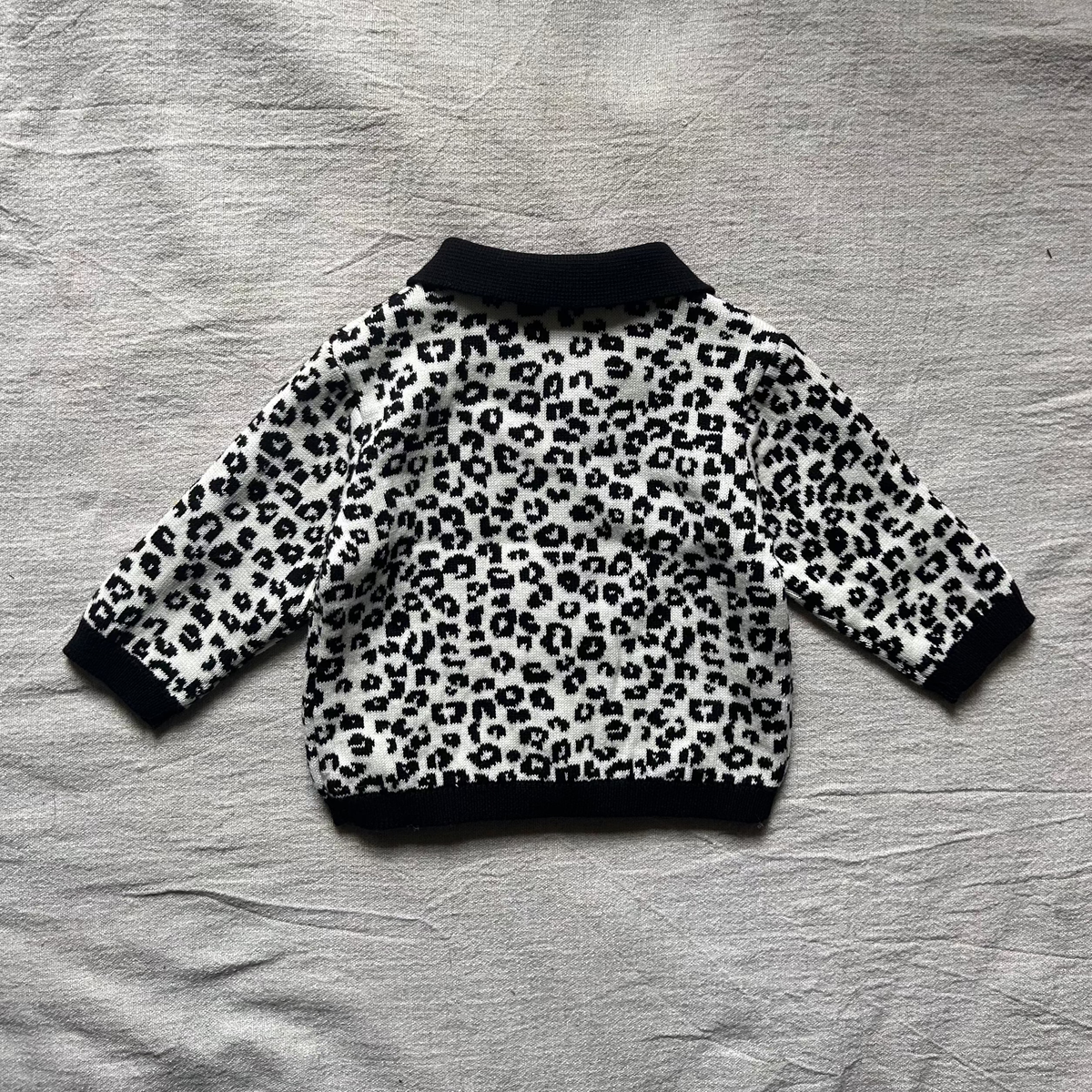 Fable & Bear Leo Leopard Print Organic Cotton Collared Cardigan