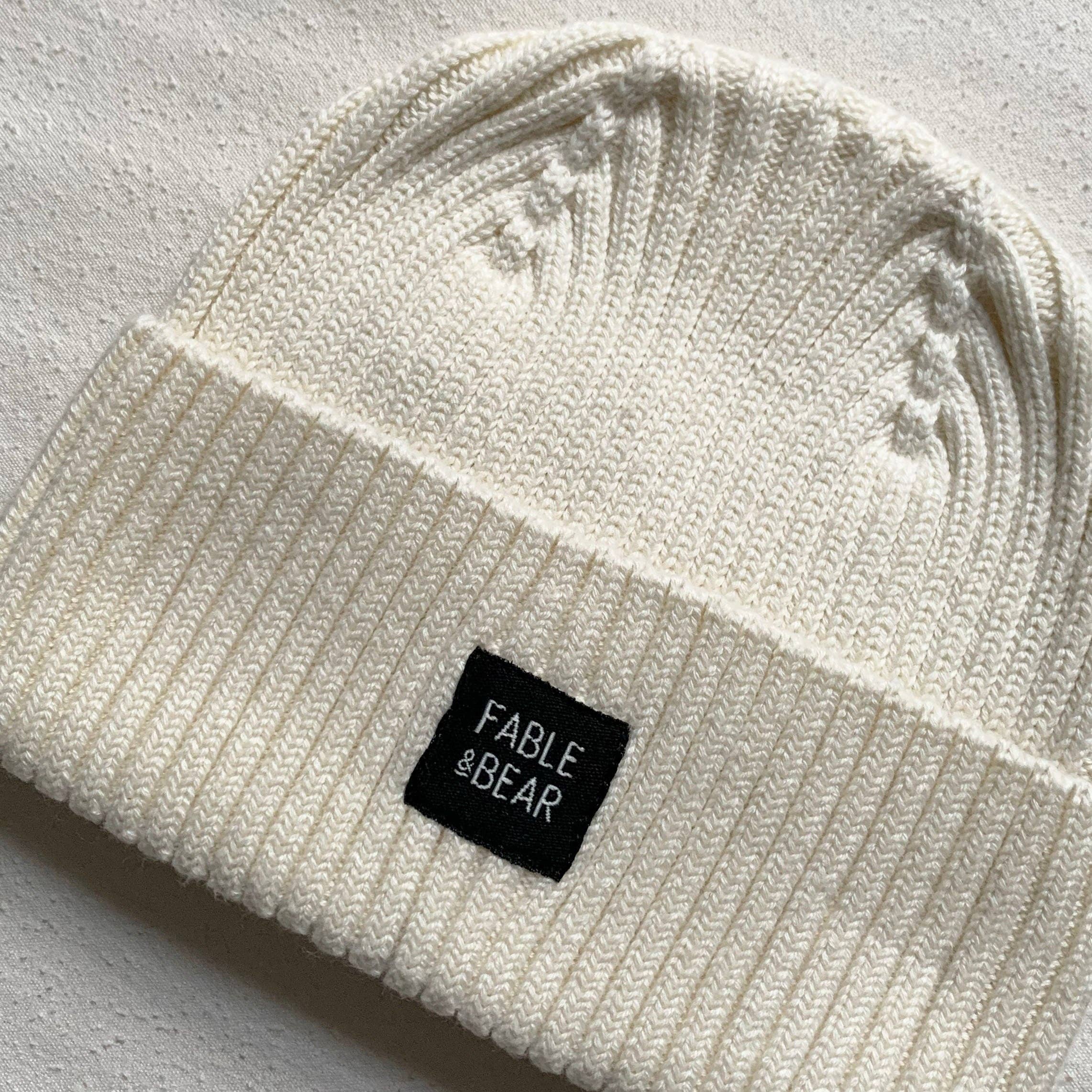 Fable & Bear Organic Cotton Ribbed Baby Hat – Cream