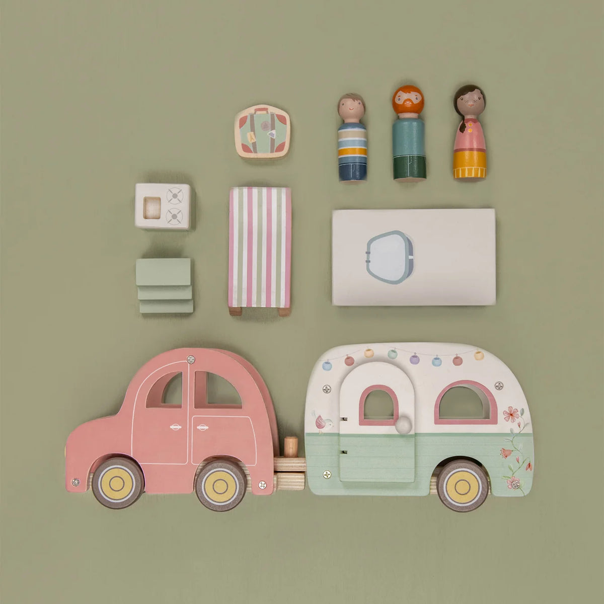 Little Dutch Wooden Car & Caravan Set
