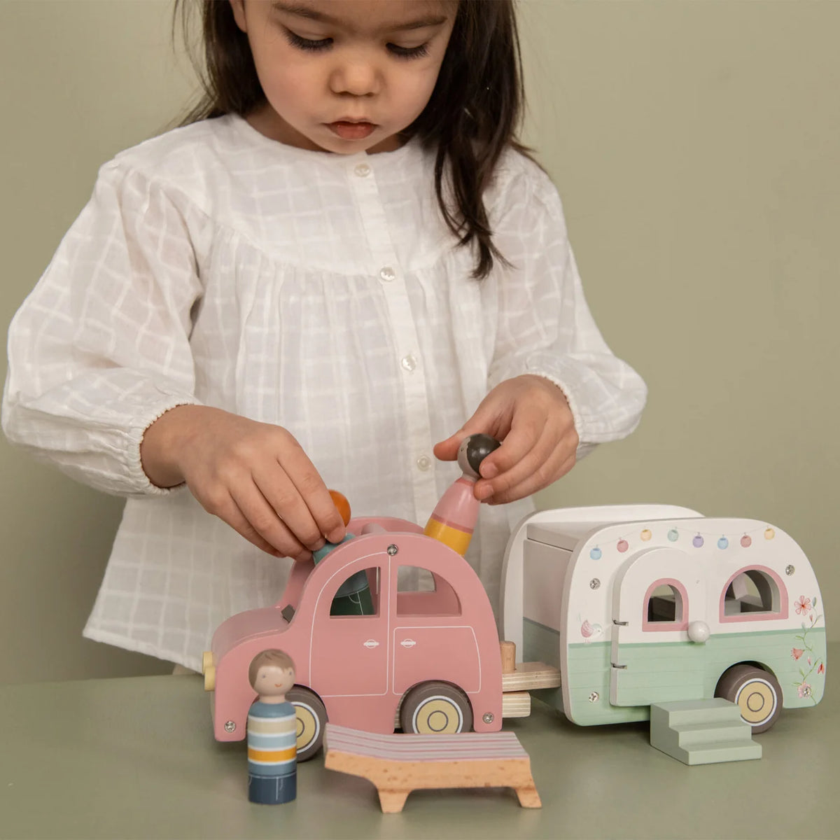 Little Dutch Wooden Car & Caravan Set