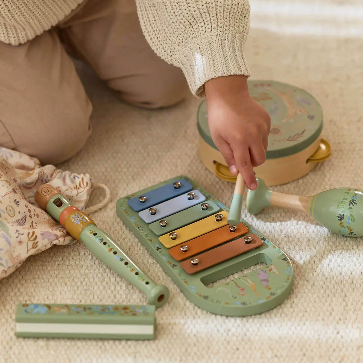 Little Dutch Musical Instrument Set – Green Safari Friends