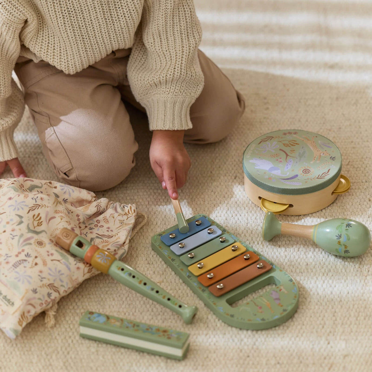 Little Dutch Musical Instrument Set – Green Safari Friends