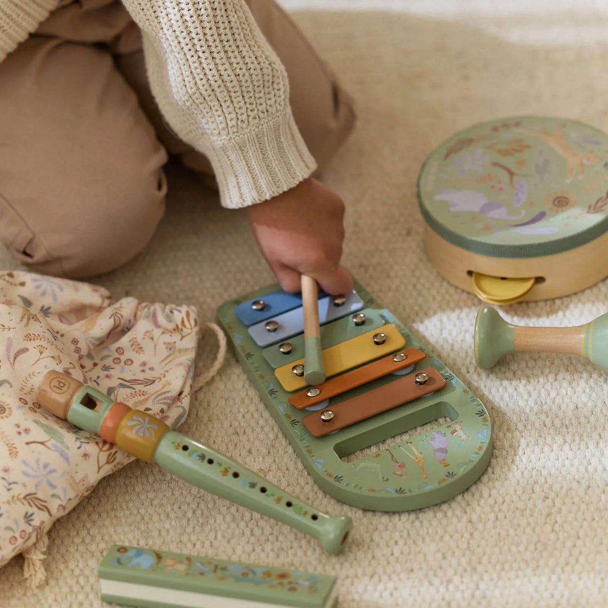 Little Dutch Musical Instrument Set – Green Safari Friends