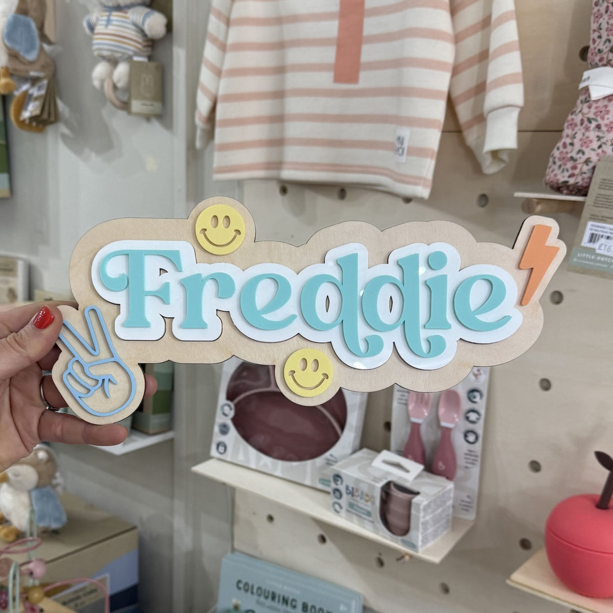 Personalised Wooden & Acrylic Name Sign – Good vibes