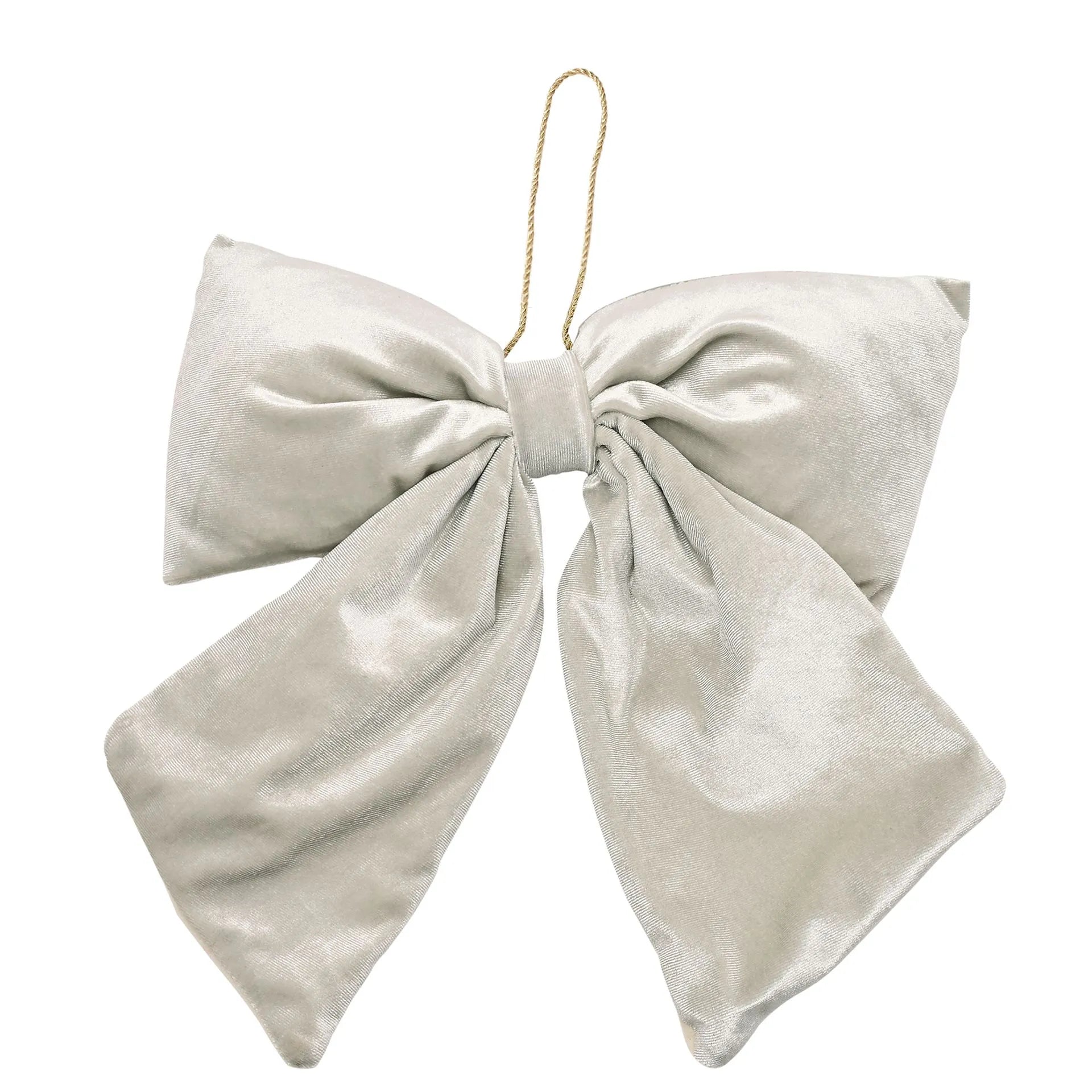 Sage Green Velvet Bow Christmas Hanging Decoration – 38cm