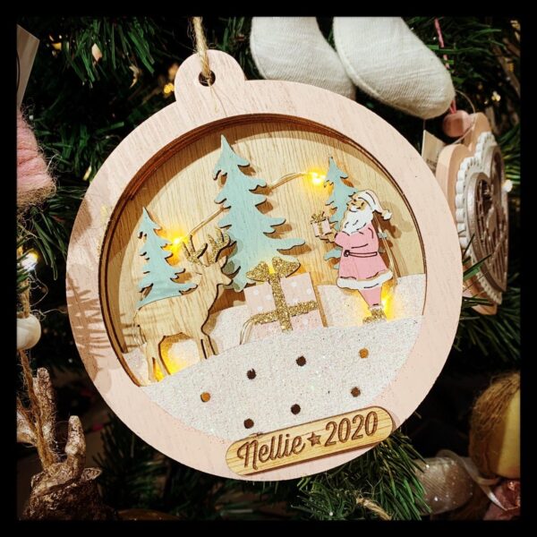 PERSONALISED WOODEN LIGHT UP BAUBLE - Image 2