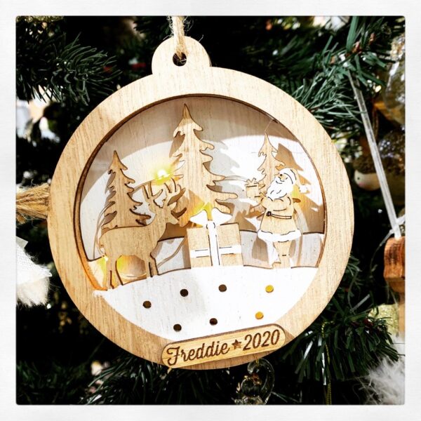 PERSONALISED WOODEN LIGHT UP BAUBLE - Image 5