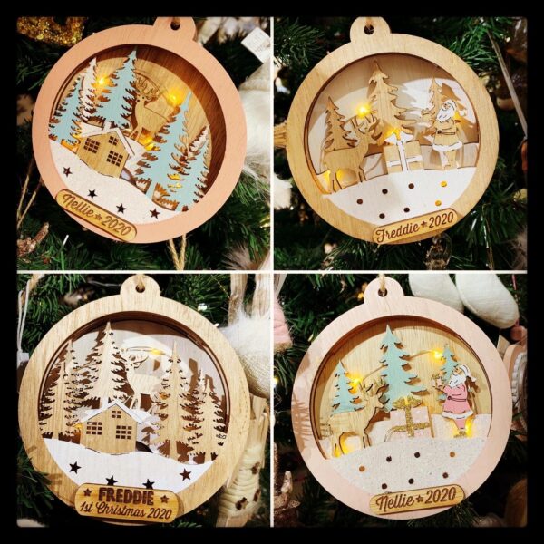 PERSONALISED WOODEN LIGHT UP BAUBLE