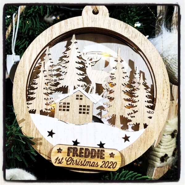 PERSONALISED WOODEN LIGHT UP BAUBLE - Image 4