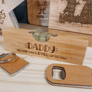 Personalised Wooden 2 in 1 tool Multitool Spirit Level with bottle opener