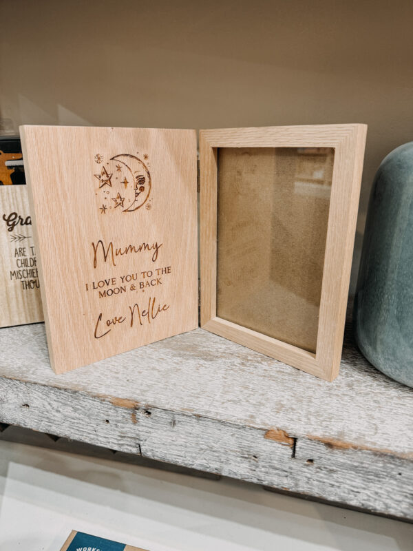 Personalised Wooden Book Photo Frame - Love you to the Moon
