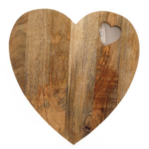 Mango wood Heart chopping board with heart cut out