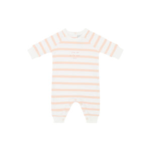 Bob & Blossom: POWDER PINK & WHITE 'LOVE YOU TO THE MOON AND BACK' BRETON STRIPED ALL-IN-ONE
